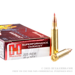 20 Rounds of .223 Ammo by Hornady - 35 gr Non-Toxic Polymer Tipped