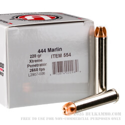 20 Rounds of .444 Marlin Ammo by Underwood - 220gr Xtreme Penetrator