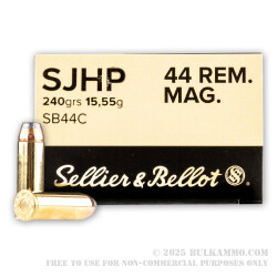 50 Rounds of .44 Mag Ammo by Sellier & Bellot - 240gr SJHP