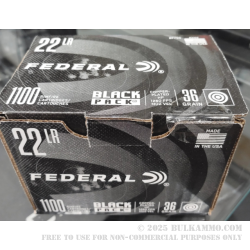 1100 Rounds of .22 LR Ammo by Federal Black Pack - 36gr CPHP