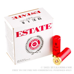250 Rounds of 12ga Ammo by Estate Cartridge - 1 ounce #8 shot