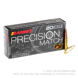 20 Rounds of .300 AAC Blackout Ammo by Barnes Precision Match - 125gr OTM BT