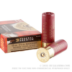 5 Rounds of 12ga 2 3/4" Ammo by Federal Vital-Shok FliteControl-  00 Buck