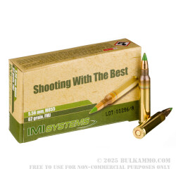 30 Rounds of 5.56x45 Ammo by Israeli Military Industries - 62gr FMJ M855