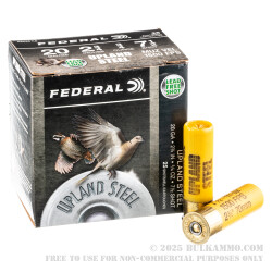 250 Rounds of 20ga Ammo by Federal Upland Steel - 3/4 ounce #7.5 shot
