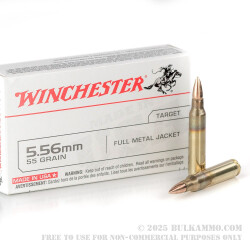20 Rounds of 5.56x45 Ammo by Winchester - 55gr FMJ