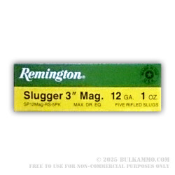 250 Rounds of 12ga 3" Ammo by Remington - 1 ounce Rifled Slug