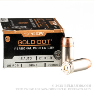 20 Rounds of .45 ACP Ammo by Speer - 230gr JHP review