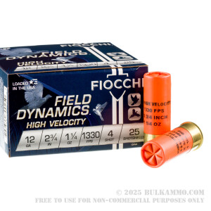250 Rounds of 12ga Ammo by Fiocchi - 1 1/4 ounce #4 shot review
