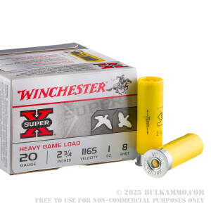 250 Rounds of 20ga Ammo by Winchester Super-X - 1 ounce #8 shot review