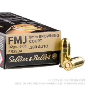 1000 Rounds of .380 ACP Ammo by Sellier & Bellot - 92gr FMJ review
