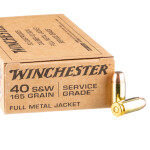 500 Rounds of .40 S&W Ammo by Winchester Service Grade - 165gr FMJ