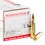 40 Rounds of .22-250 Rem Ammo by Winchester - 45gr JHP