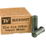 250 Rounds of 12ga Ammo by Winchester Military Grade - 00 Buck