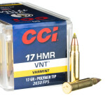 50 Rounds of .17 HMR Ammo by CCI - 17gr VNT