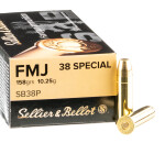 1000 Rounds of .38 Spl Ammo by Sellier & Bellot - 158gr FMJ
