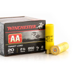 250 Rounds of 20ga Ammo by Winchester AA - 7/8 ounce #8 shot