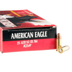 50 Rounds of .25 ACP Ammo by Federal - 50gr TMJ