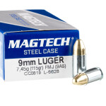 50 Rounds of 9mm Ammo by Magtech Steel - 115gr FMJ **STEEL CASES**