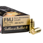 1000 Rounds of .380 ACP Ammo by Sellier & Bellot - 92gr FMJ