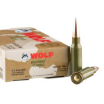 20 Rounds of 6.5mm Grendel  Ammo by Wolf Military Classic - 100 gr FMJ