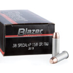1000 Rounds of .38 Spl +P Ammo by Blazer - 158gr FMJ